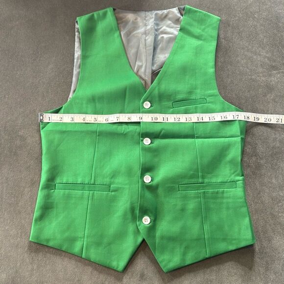 Men’s Green Prom Party Groomsmen Casual V-Neck Vest Size 32 NEW - Picture 5 of 7